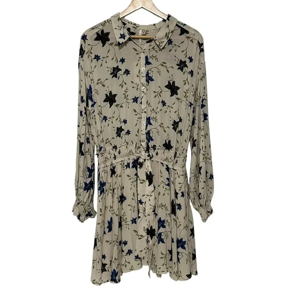 NWT Free People Lighten Up Floral Long Sleeve Mini Dress (M)